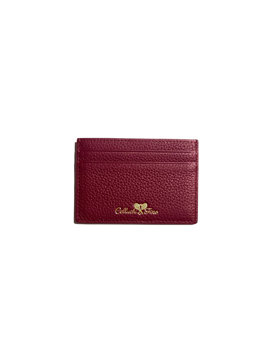 Leather Card Holder - Cherry Red